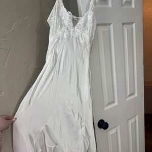 Satin & Lace Nightgown - Large Ivory
